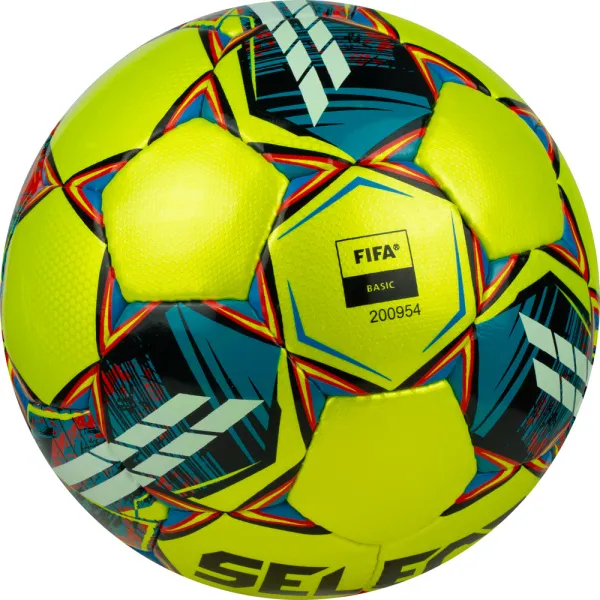 Мяч футзал. SELECT Futsal Mimas, 1053460550, р.4,FIFA Basic, 32 пан, гл.ПУ, руч.сш, жел-сине-красный за 6&nbsp;303.60 ₽ в Йошкар-Оле