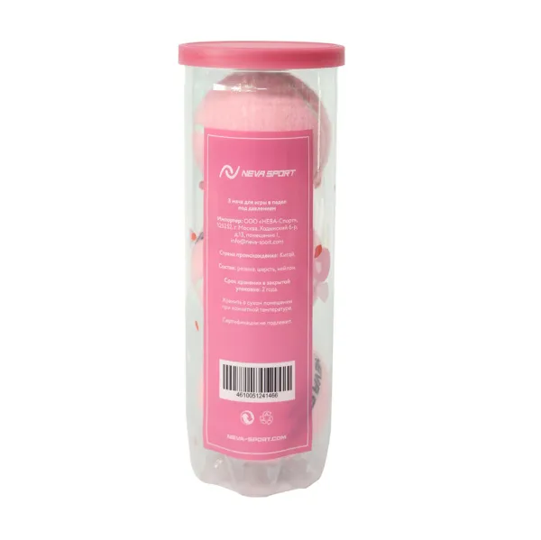 Мяч для падела NS Sakura, UAA2, уп.3 шт, сукно, нат.резина, розовый за 824.50 ₽ в Йошкар-Оле
