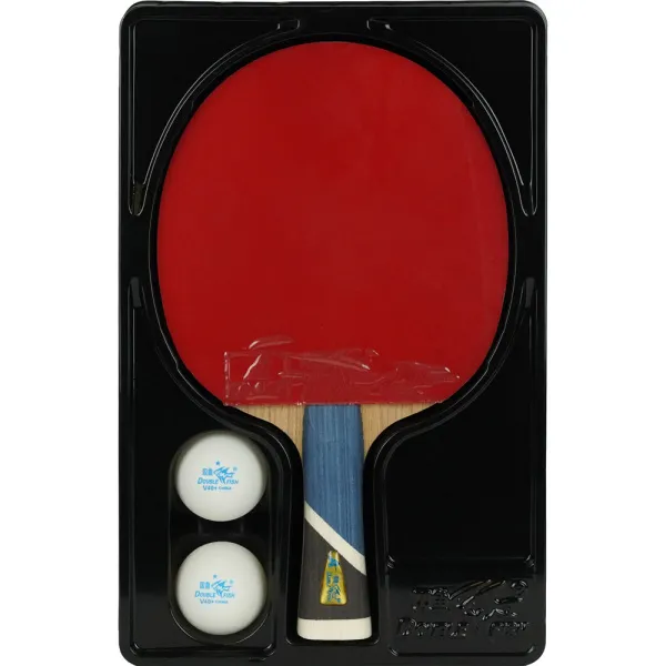 Ракетка для н/т DOUBLE FISH 5A+C, для продвин, ITTF Appr, накл. 2,1 мм, конич. ручка+ 2 мяча V40+мм за 2&nbsp;779.50 ₽ в Йошкар-Оле