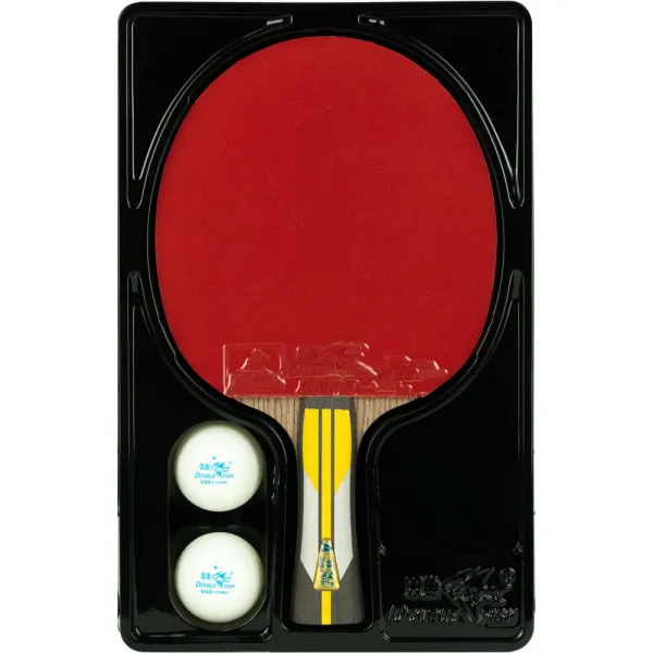 Ракетка для н/т DOUBLE FISH 6A+C, для подвин.,ITTF Appr.,накл. 2,1 мм, конич. ручка+ 2 мяча V40+мм за 3&nbsp;442.50 ₽ в Йошкар-Оле